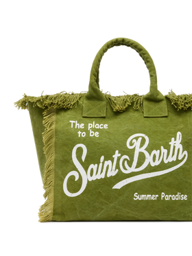 Military green cotton canvas Vanity tote bag - MC2 Saint Barth