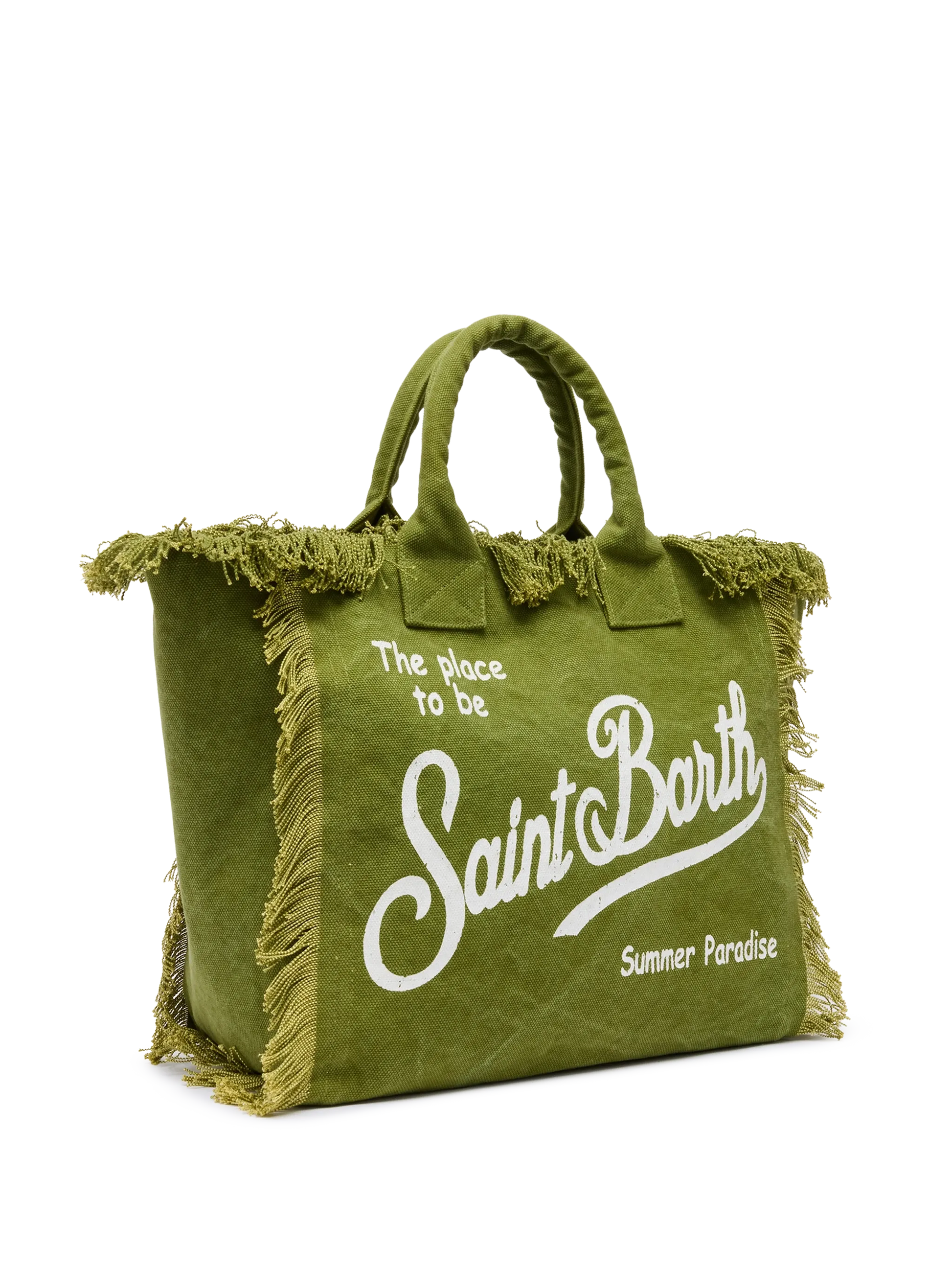 Military green cotton canvas Vanity tote bag - MC2 Saint Barth