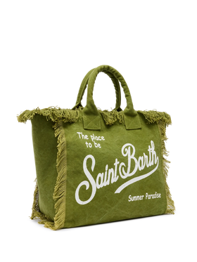 Military green cotton canvas Vanity tote bag - MC2 Saint Barth