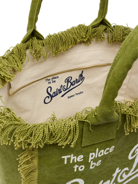 Military green cotton canvas Vanity tote bag - MC2 Saint Barth