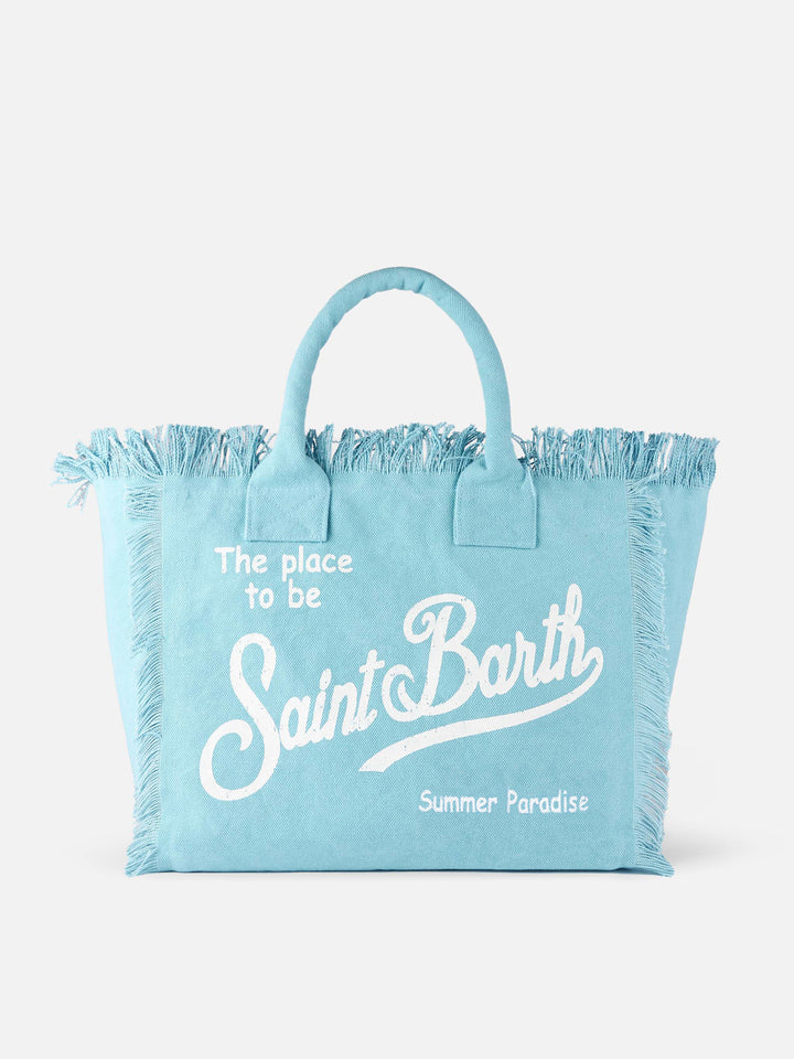 Light blue cotton canvas Vanity tote bag - MC2 Saint Barth