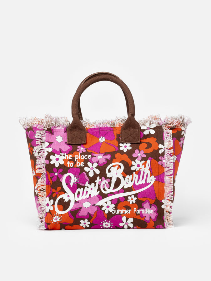 Mc2 Saint Barth Borsa tote in tela di cotone con stampa floreale retrò