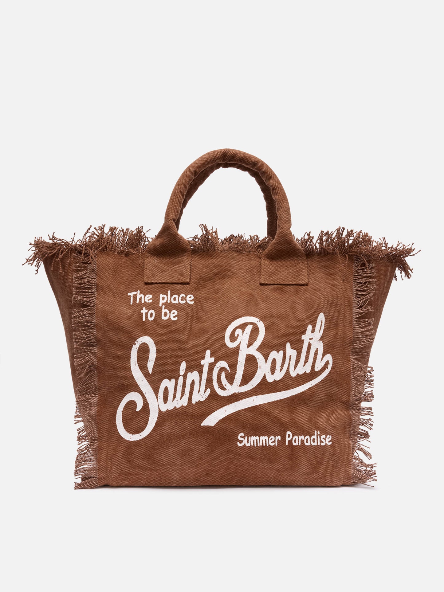 Borsa a spalla Vanity in canvas di cotone marrone