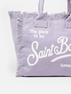 Lilac cotton canvas Vanity tote bag - MC2 Saint Barth