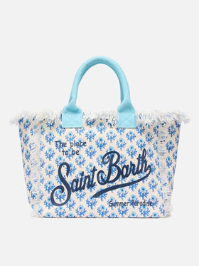 Borsa a spalla Vanity in canvas di cotone con stampa floreale
