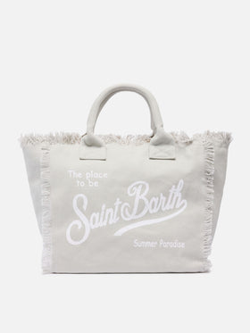 Borsa a spalla Vanity in canvas di cotone grigio