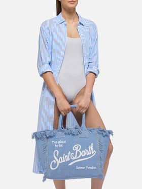 Light denim fabric Vanity tote bag - MC2 Saint Barth