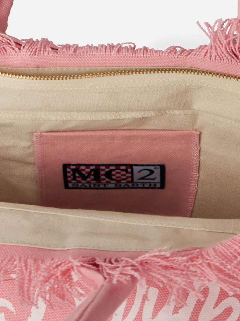 Pink cotton canvas Vanity tote bag