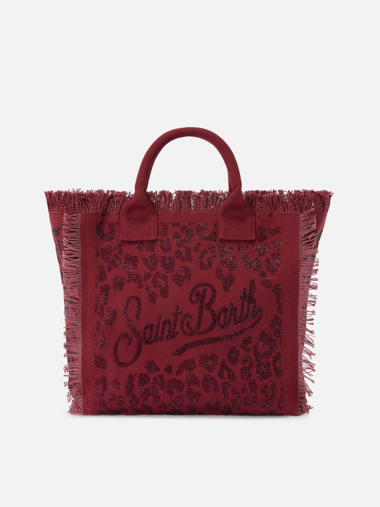 Borsa Vanity regular in canvas leopardato con strass