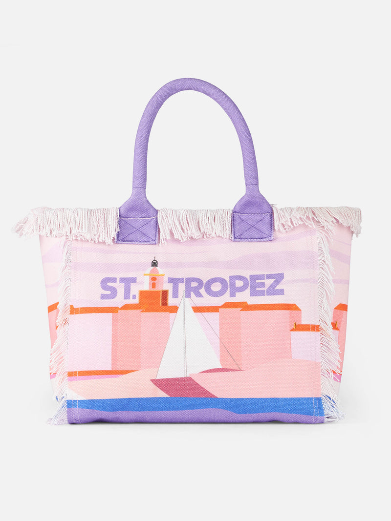 St. Tropez postcard cotton canvas Vanity tote bag