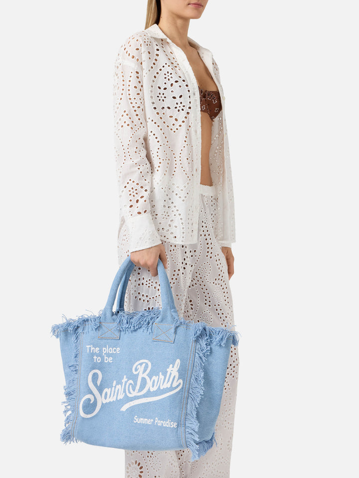 Borsa Vanity regular in denim lavaggio chiaro