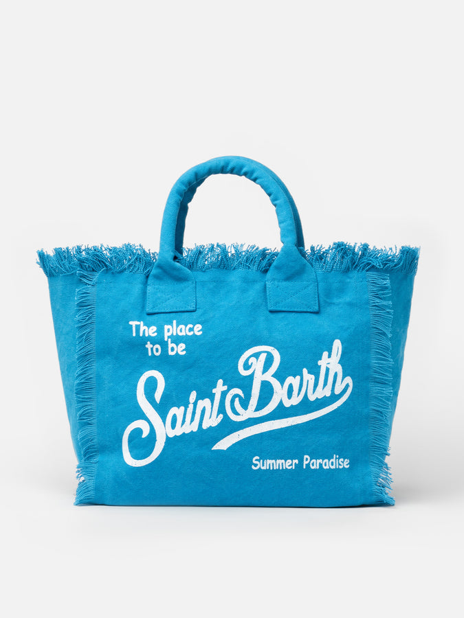 Mc2 Saint Barth Borsa tote Vanity in tela di cotone turchese