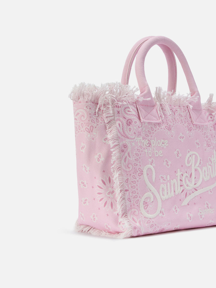 Borsa Vanity regular in canvas rosa con stampa bandana