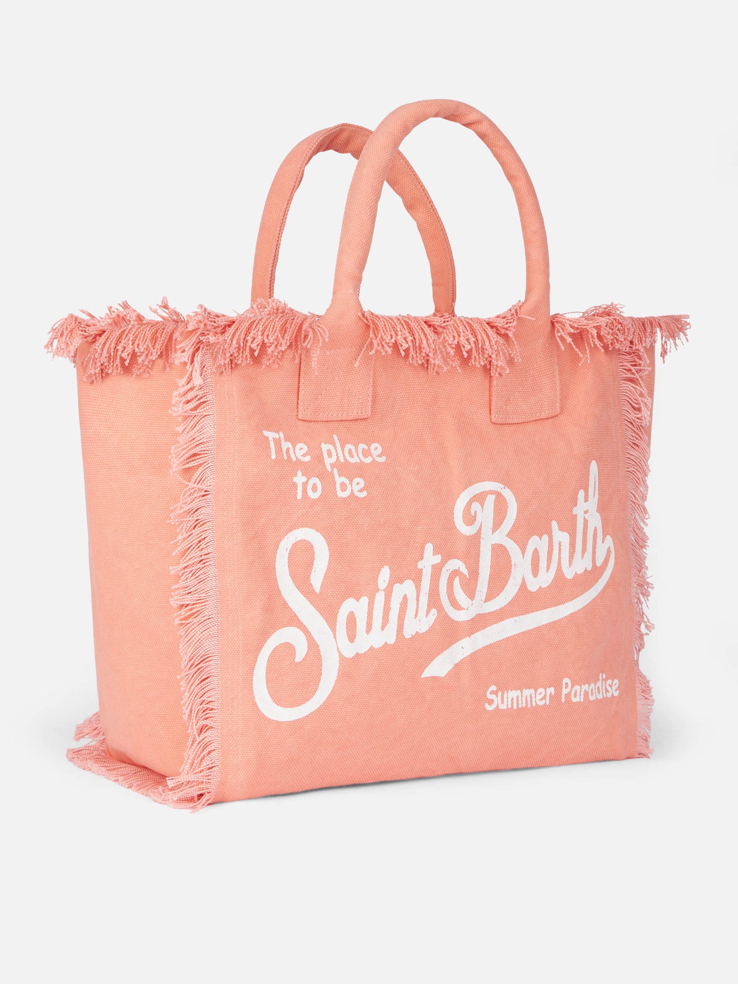 Borsa tote Vanity in tela di cotone color pesca