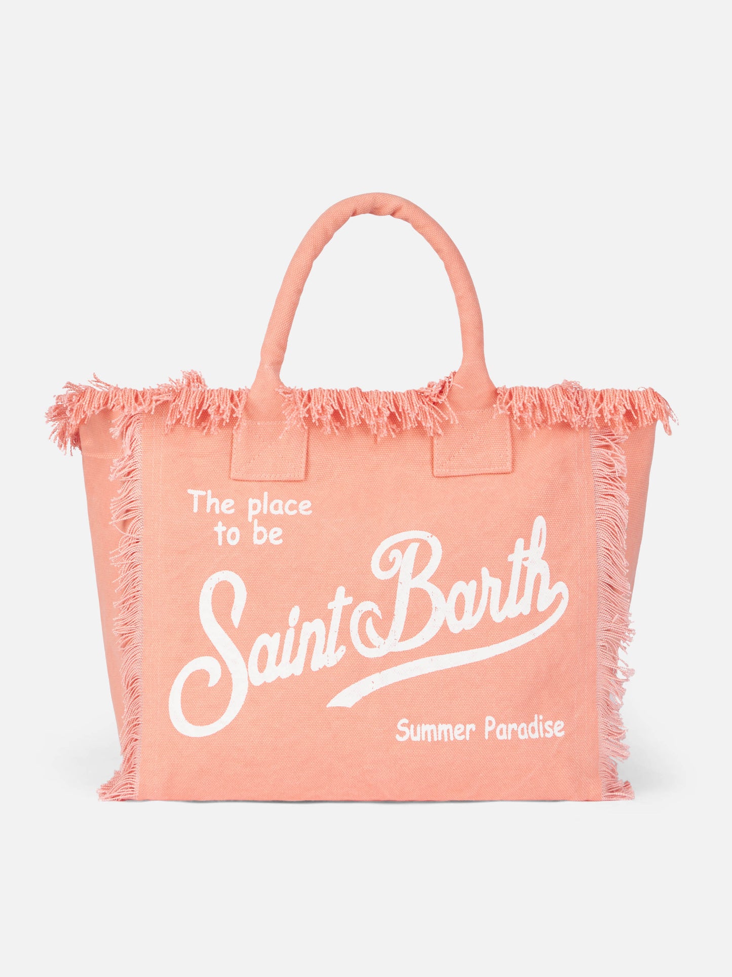 Borsa tote Vanity in tela di cotone color pesca