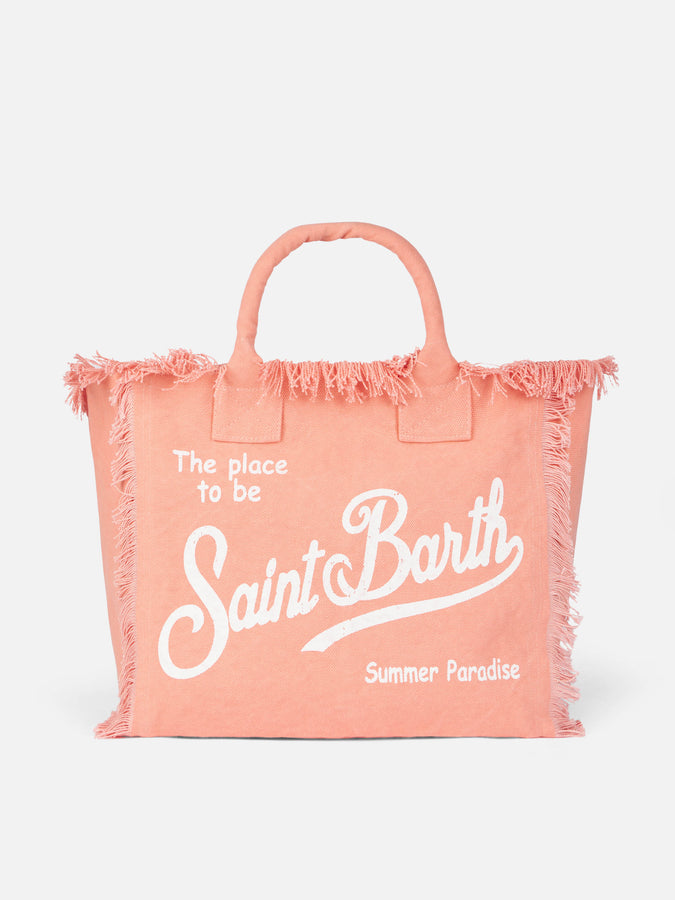 Mc2 Saint Barth Borsa tote Vanity in tela di cotone color pesca