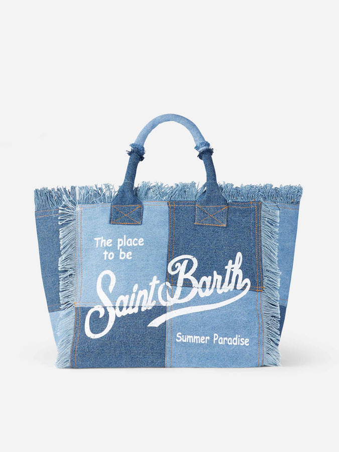 Mc2 Saint Barth Borsa tote Vanity in tela di cotone con applicazione denim