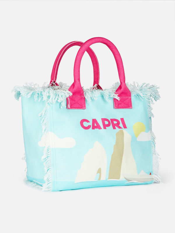 Capri-Postkarten-Einkaufstasche aus Baumwollcanvas