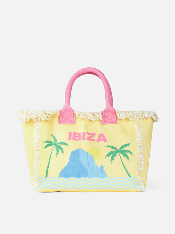 Vanity-Einkaufstasche aus Ibiza-Postkarten-Baumwollcanvas