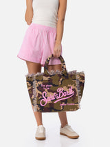 Vanity-Einkaufstasche aus Baumwollcanvas in Camouflage-Optik