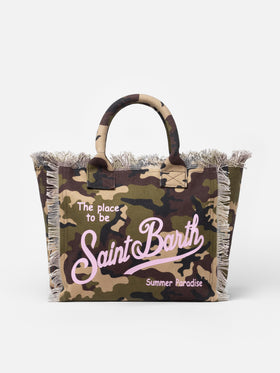 Vanity-Einkaufstasche aus Baumwollcanvas mit Camouflage-Print