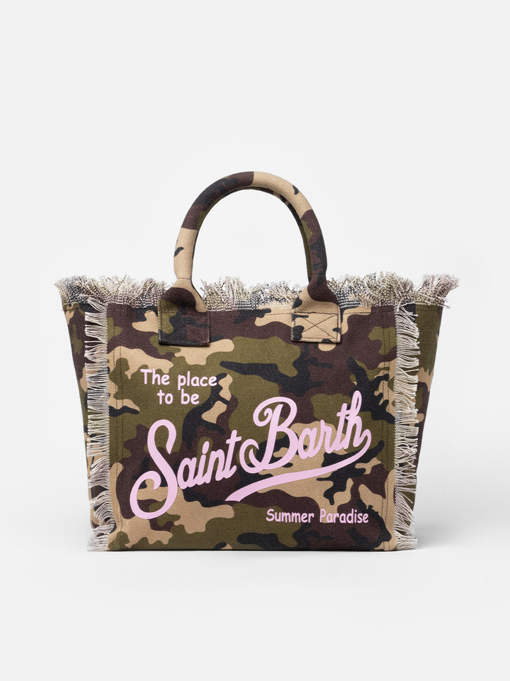 Vanity-Einkaufstasche aus Baumwollcanvas mit Camouflage-Print