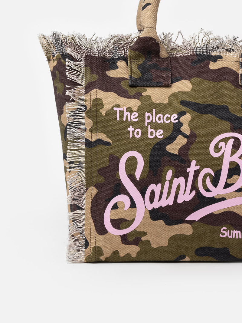 Camouflage cotton canvas Vanity tote bag