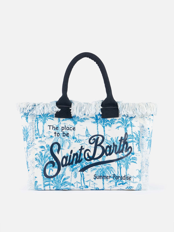 Mc2 Saint Barth Borsa tote Vanity in tela di cotone Toile de Jouy