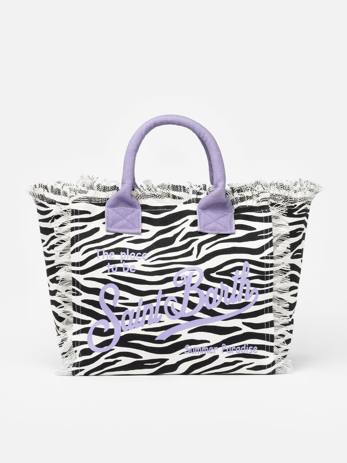 Mc2 Saint Barth Borsa tote Vanity in tela di cotone zebrata