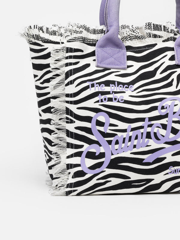 Zebra cotton canvas Vanity tote bag
