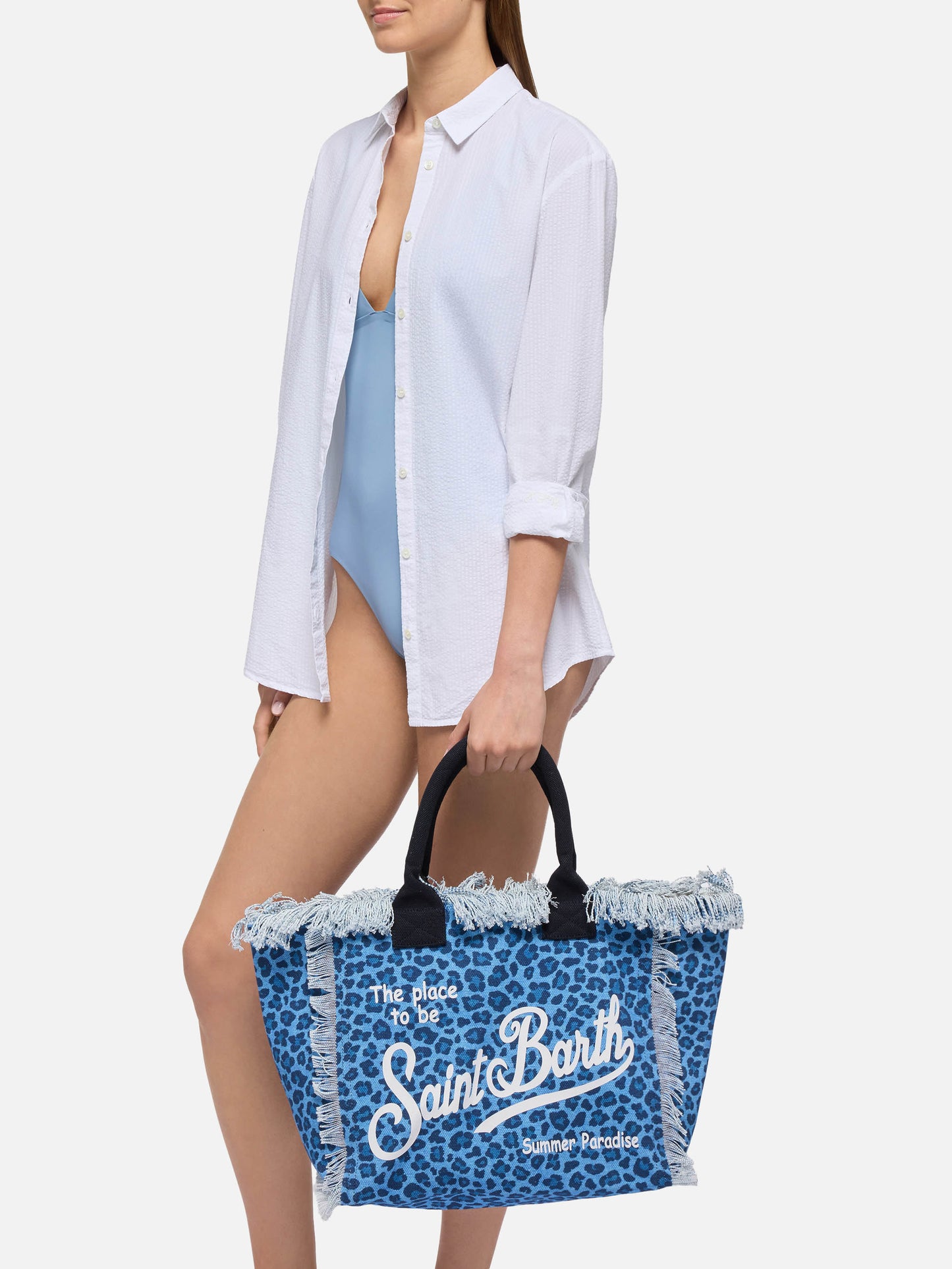 Cotton canvas Vanity tote bag with animalier print - MC2 Saint Barth