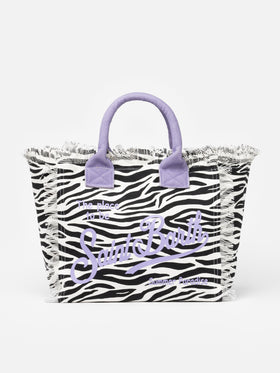 Cotton canvas Vanity tote bag with zebra print - MC2 Saint Barth