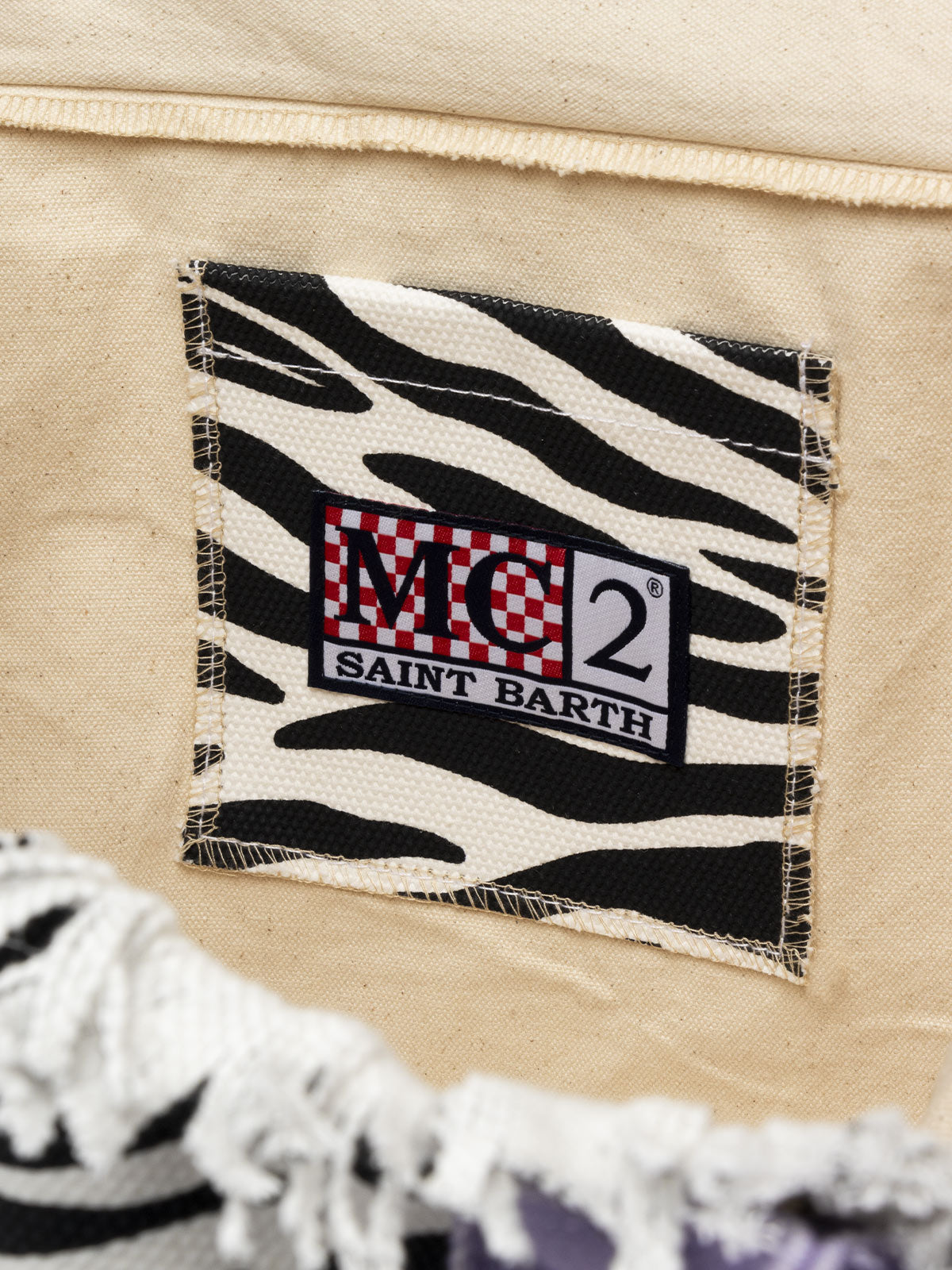 Cotton canvas Vanity tote bag with zebra print - MC2 Saint Barth