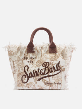 Borsa Vanity regular in canvas con stampa toile de Jouy marrone