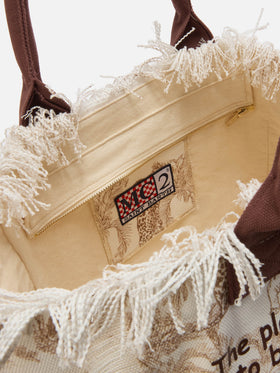 Borsa Vanity regular in canvas con stampa toile de Jouy marrone