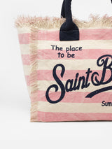 Cotton canvas Vanity tote bag with pink striped print