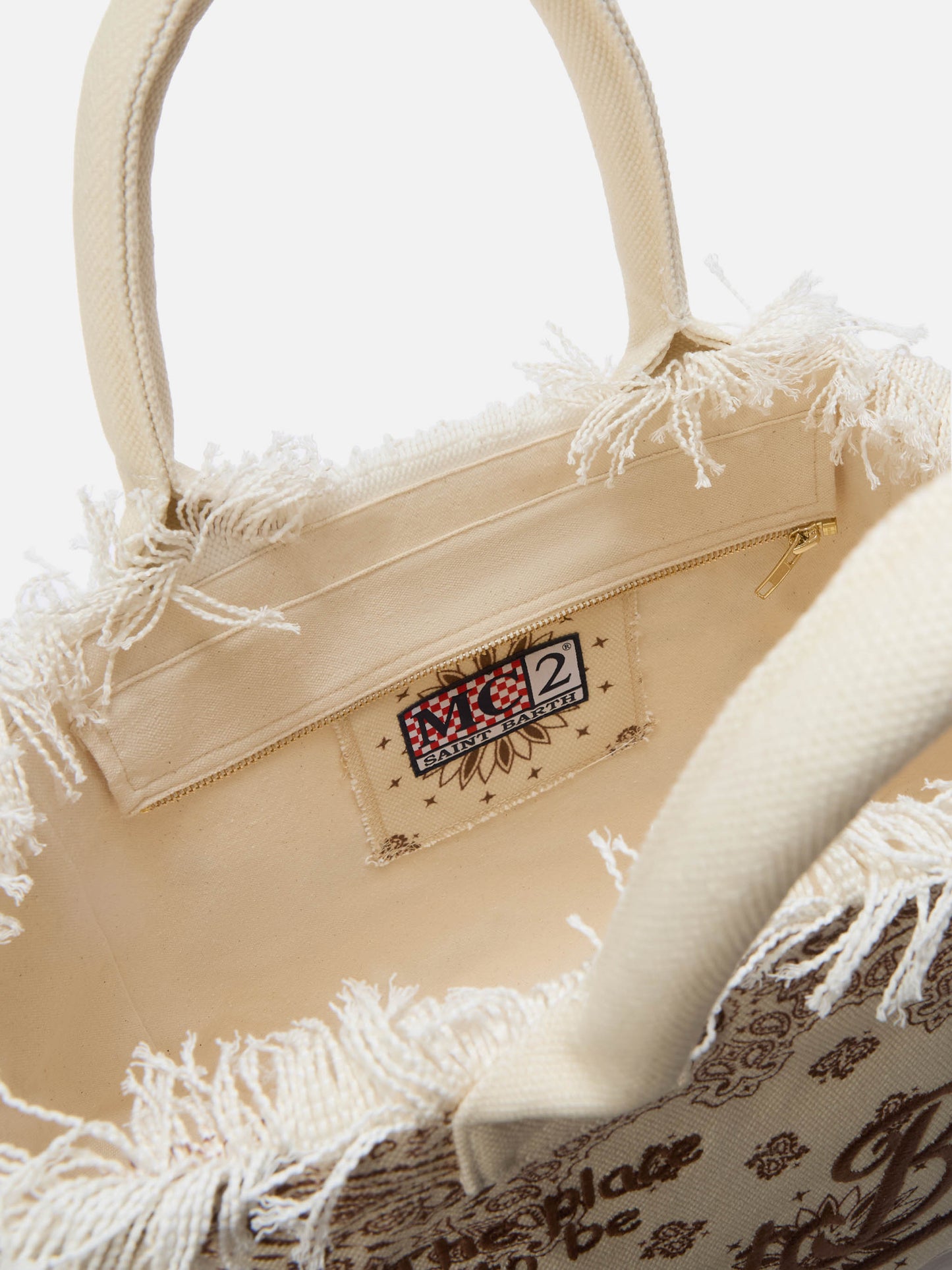 Borsa Vanity regular in canvas beige con stampa bandana