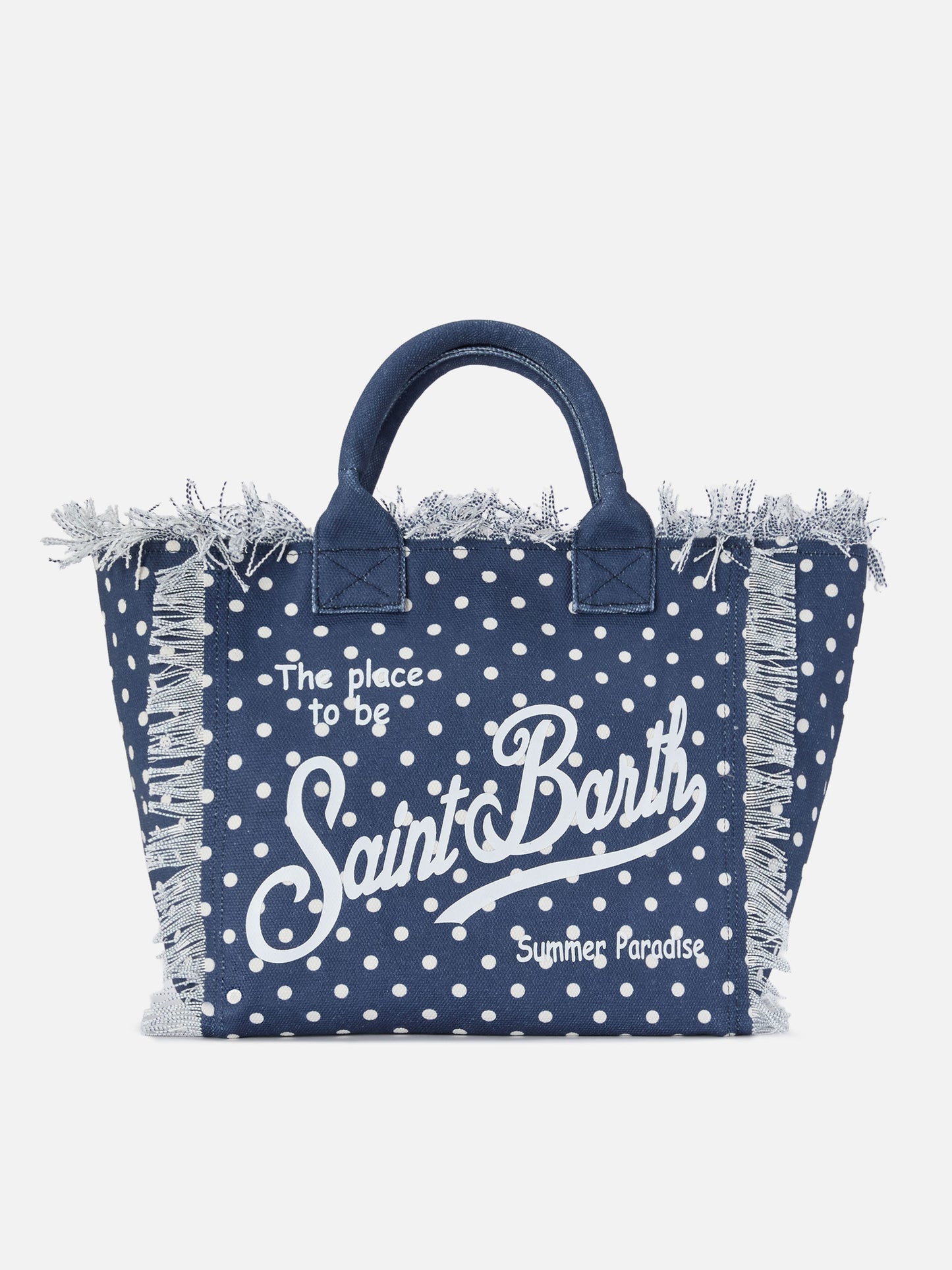 Borsa Vanity regular in canvas con stampa pois