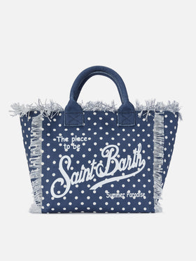Borsa Vanity regular in canvas con stampa pois