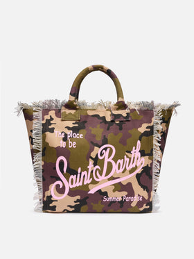 Vanity-Einkaufstasche aus Baumwollcanvas mit Camouflage-Print