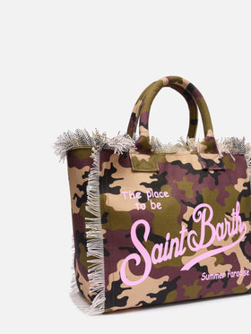 Vanity-Einkaufstasche aus Baumwollcanvas mit Camouflage-Print