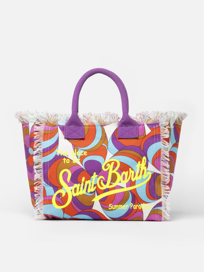 Mc2 Saint Barth Borsa tote Vanity in tela di cotone con stampa margherite