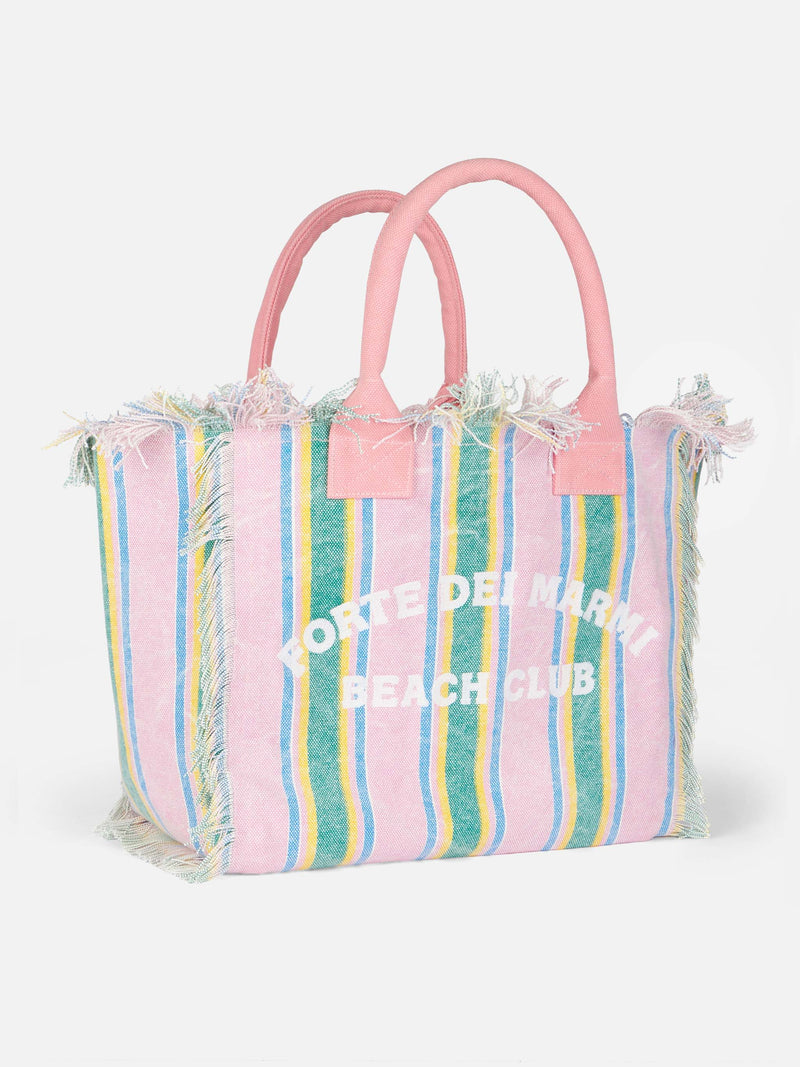 Forte dei Marmi Beach Club striped cotton canvas Vanity tote bag
