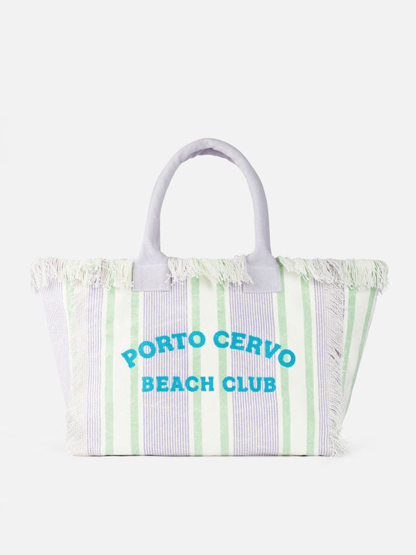 Porto Cervo Beach Club striped cotton canvas Vanity tote bag