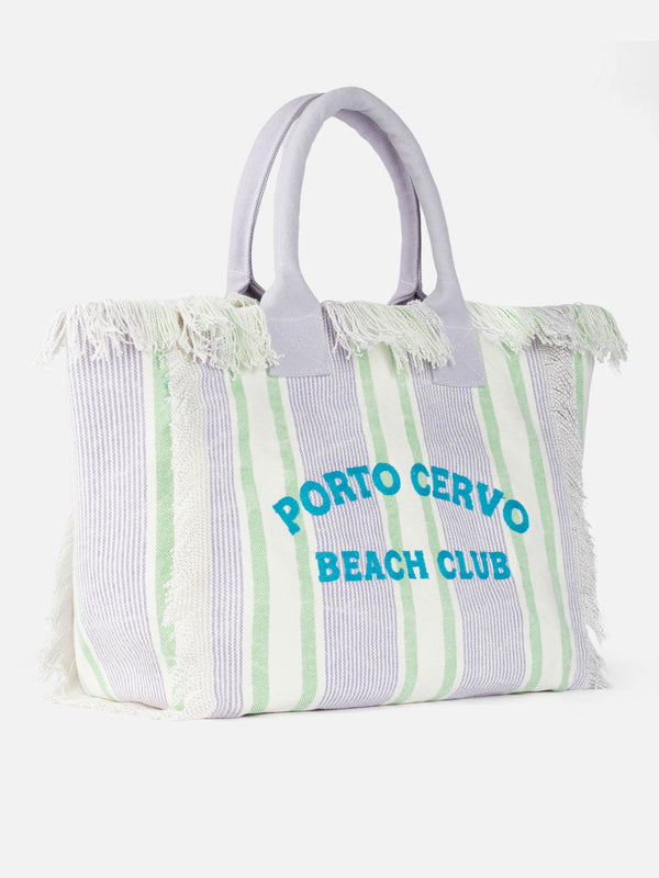 Gestreifte Vanity-Einkaufstasche aus Baumwoll-Canvas von Porto Cervo Beach Club
