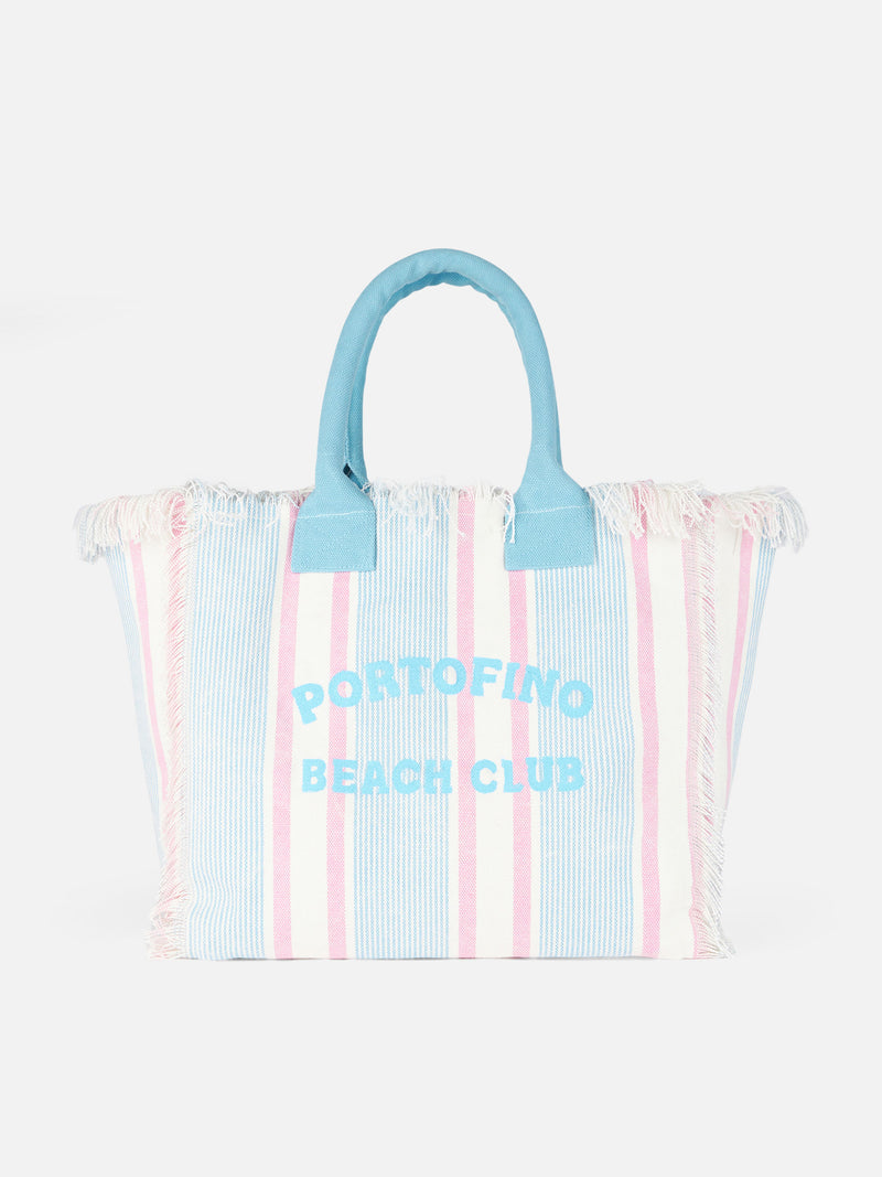 Portofino Beach Club striped cotton canvas Vanity tote bag