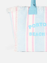 Gestreifte Vanity-Einkaufstasche aus Baumwollcanvas von Portofino Beach Club