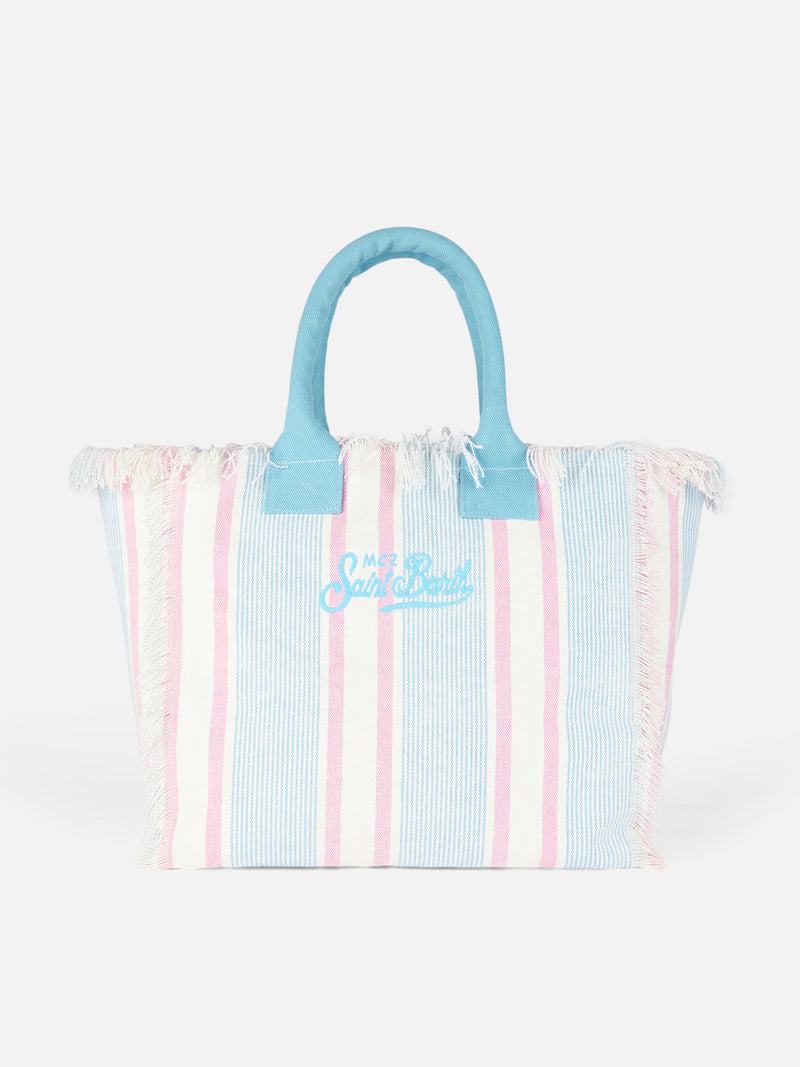 Portofino Beach Club striped cotton canvas Vanity tote bag