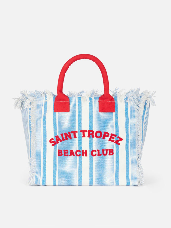 Mc2 Saint Barth Borsa tote Vanity in tela di cotone a righe St. Tropez Beach Club