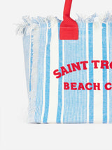 Gestreifte Vanity-Einkaufstasche aus Baumwollcanvas von St. Tropez Beach Club